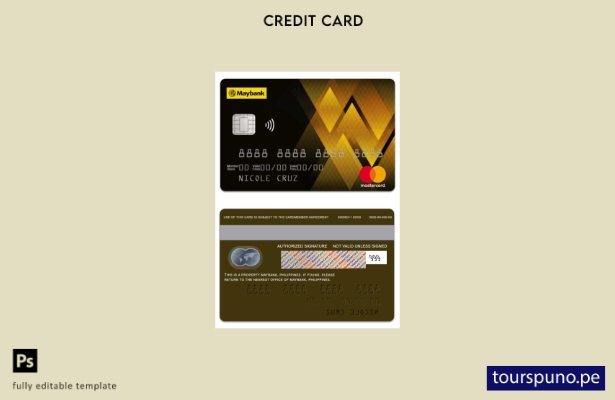 lista para imprimir plantilla de Mastercard Gold MayBank de Filipinas